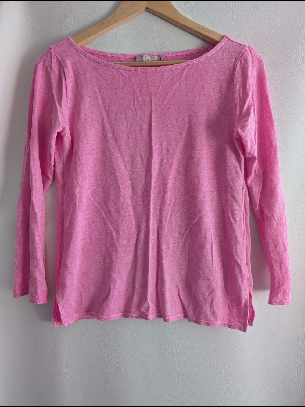 Calypso St Barth Linen Lightweight Pink Long Sleeve Tee Shirt Top - S